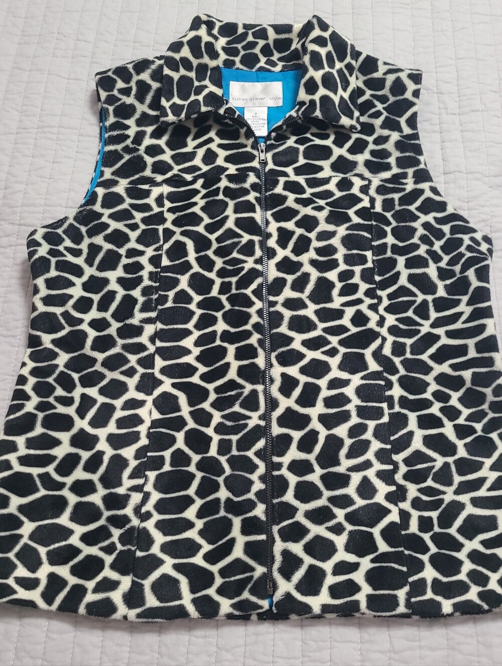 Susan Graver Women's Stylish Comfy Tapestry Animal Print Wife Mobe Vest Sz S